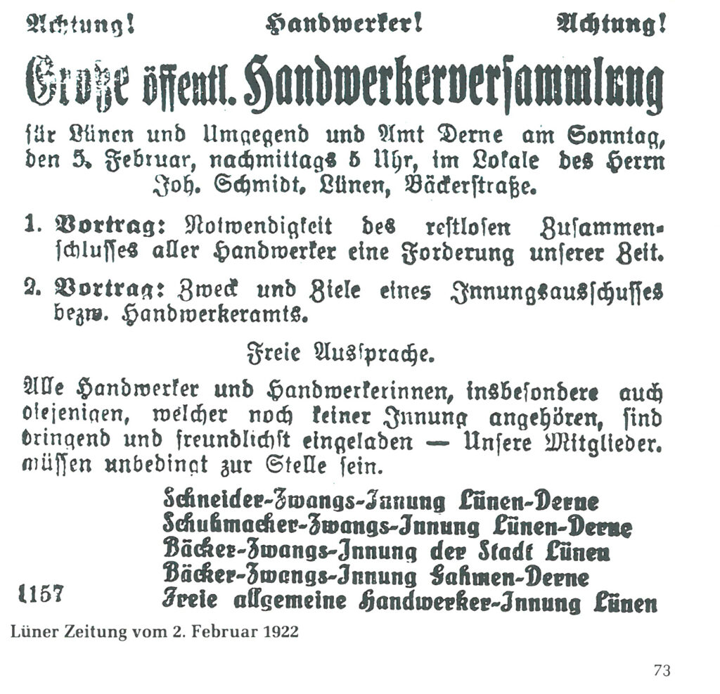 Ein eigener Innungsausschuss für Lünen und Derne