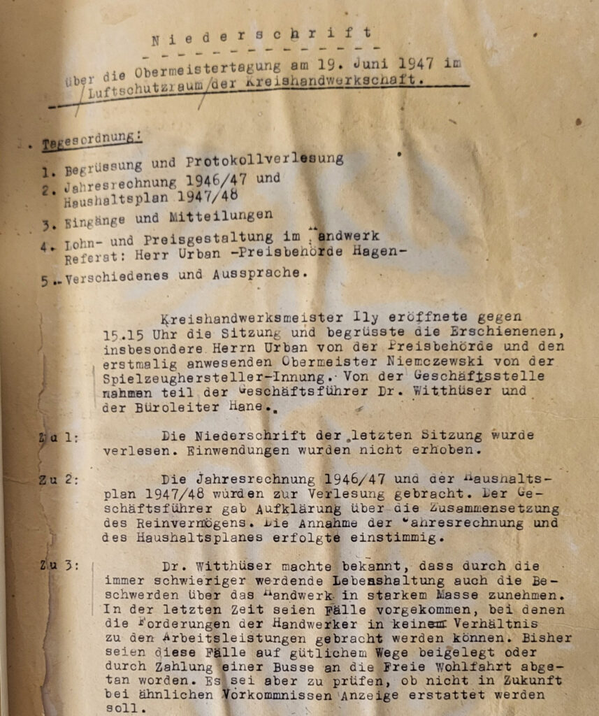 Erste Sitzung des Vorstands der Kreishandwerkerschaft
