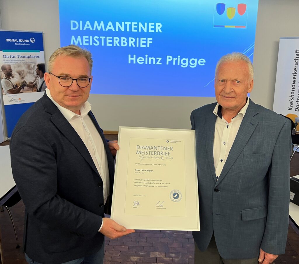 „Diamantener Meisterbrief“ für Heinz Prigge