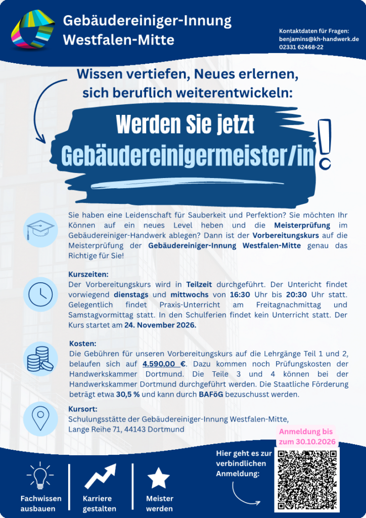 Meisterkurs für Gebäudereiniger startet